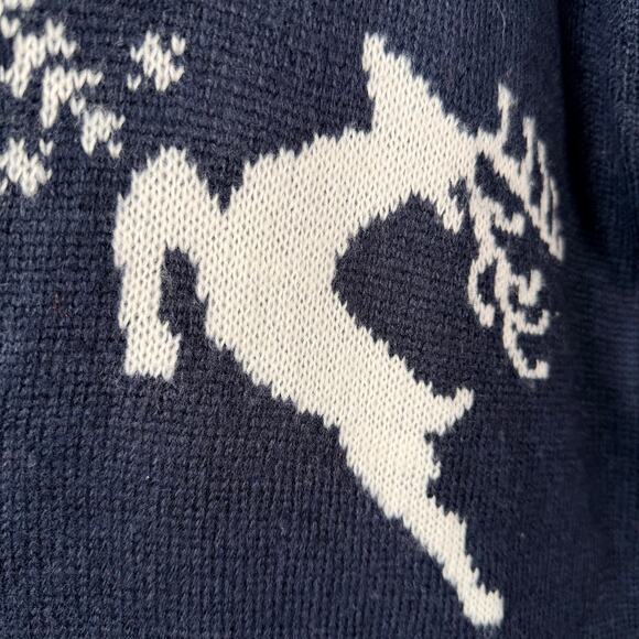 ASOS Sweater Womens US 6 Navy Fair Isle Reindeer Snowflake Christmas Cropped - Picture 3 of 10